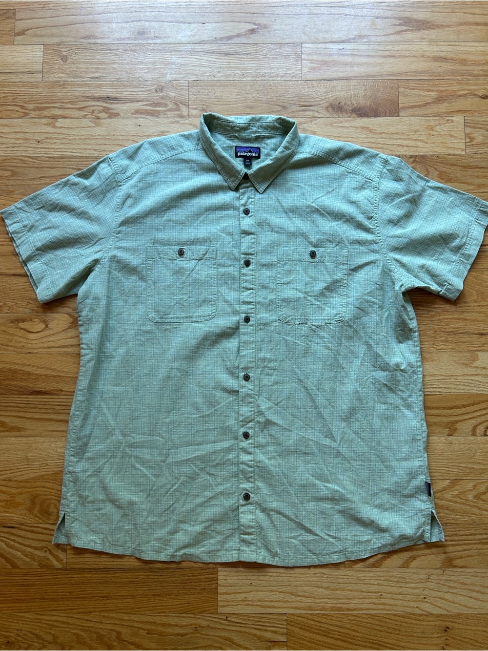 Patagonia Men's Back Step Shirt 3XL Light Green Plaid Organic Cotton Hemp Blend - Picture 2 of 6